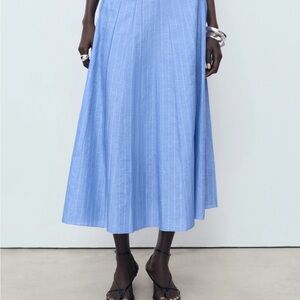 Mango Light Blue Midi Skirt
